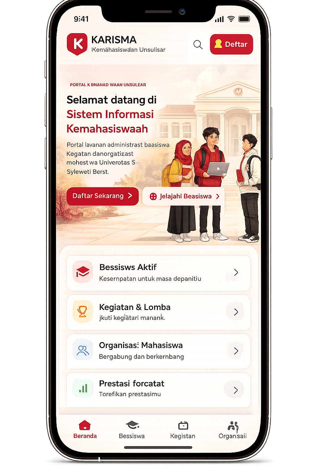 Tampilan mobile KARISMA